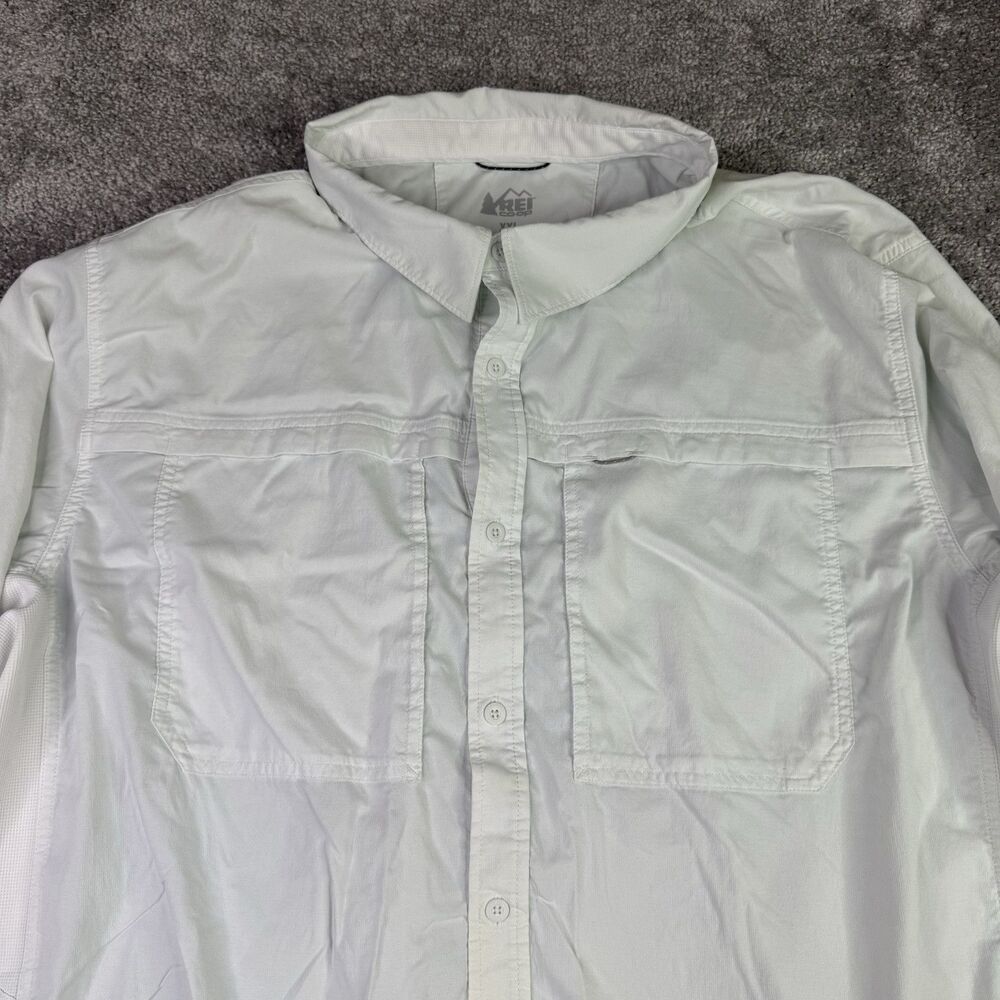 REI Shirt Men’s XXL White Vented Roll Tab Wilderness Hiking Camping